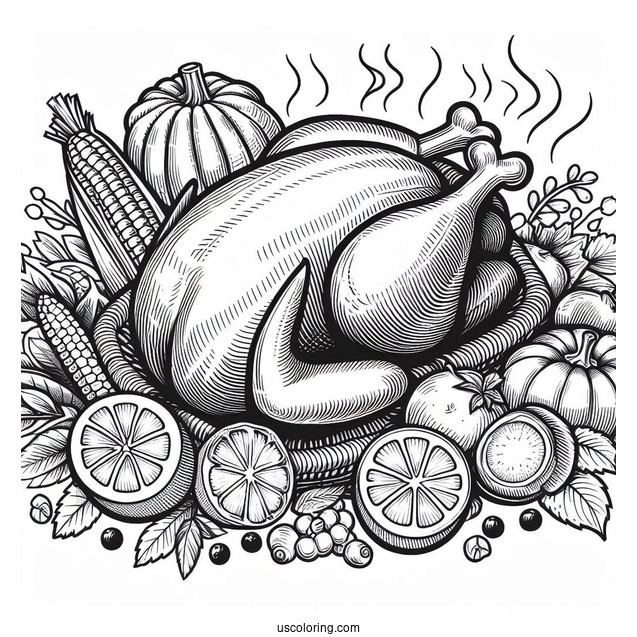 Roast Turkey Coloring Sheet