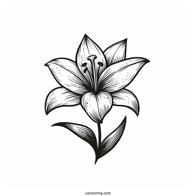 Flower Coloring Pages Of Single Easter Lily Flower