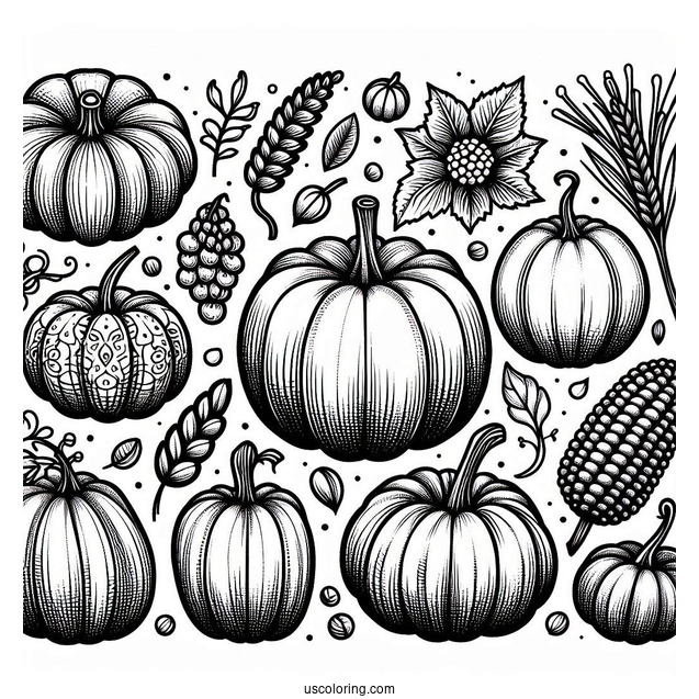 Various Pumpkin Coloring Page To Color