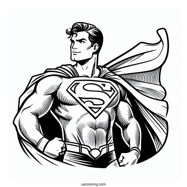 Superman With Cape Coloring Page