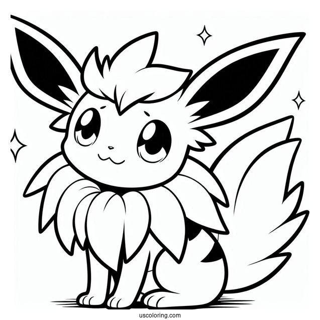 Jolteon Coloring Page Smiling At Sylveon For Kids
