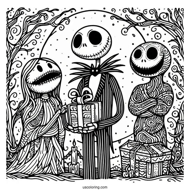 Nightmare Before Christmas Coloring In For Kids