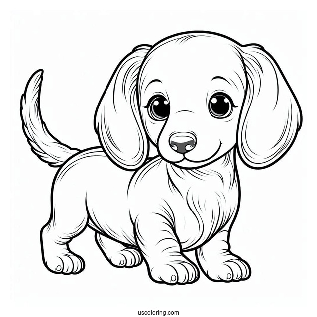 Cute Puppy Dachshund Coloring Page