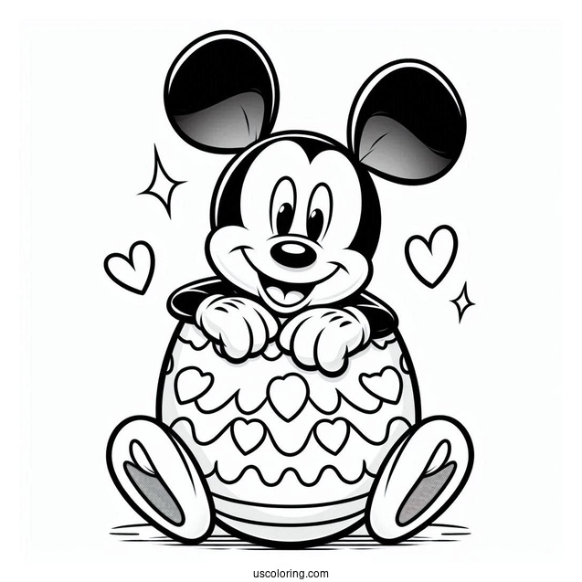 Mickey Mouse With Bunny Ears Popping Out Of Easter Egg