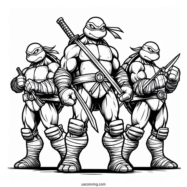 Cartoon Teenage Mutant Ninja Turtles Coloring Page