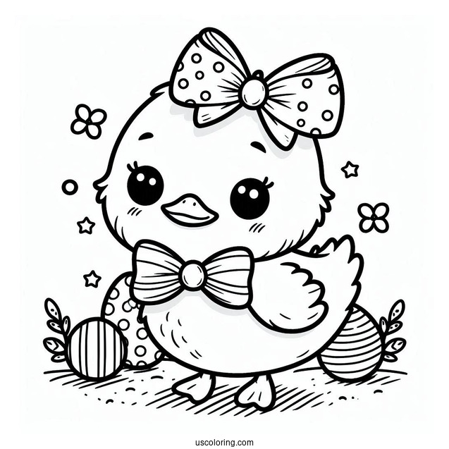 Cute Coloring Page Duck Wearing A Bowtie
