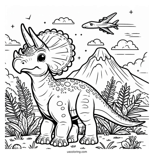 Parasaurolophus Coloring Page With Triceratops