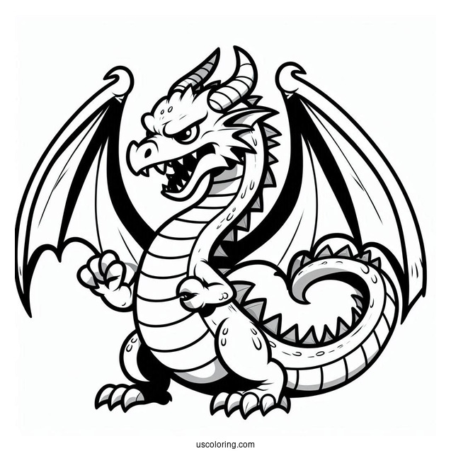Angry Cartoon Dragon Coloring Page