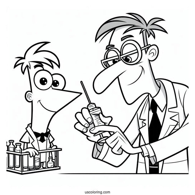 Phineas And Ferb Coloring Page Of Dr. Heinz Doofenshmirtz