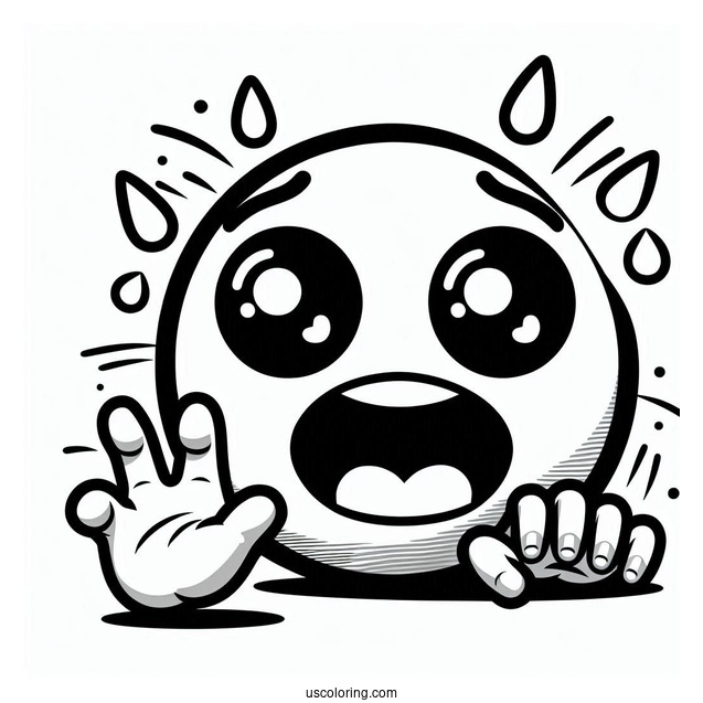 Face Screaming In Fear Emoji Coloring Page For Preschoolers