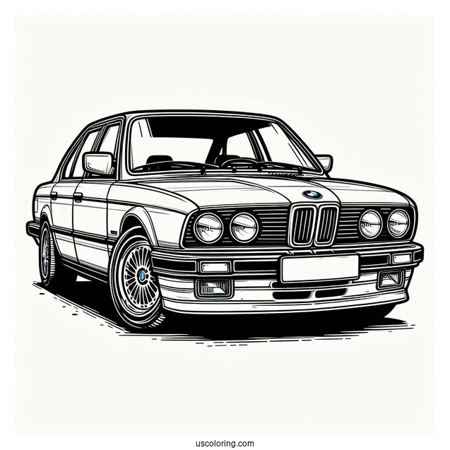 BMW Coloring Page 745i E23 Front View