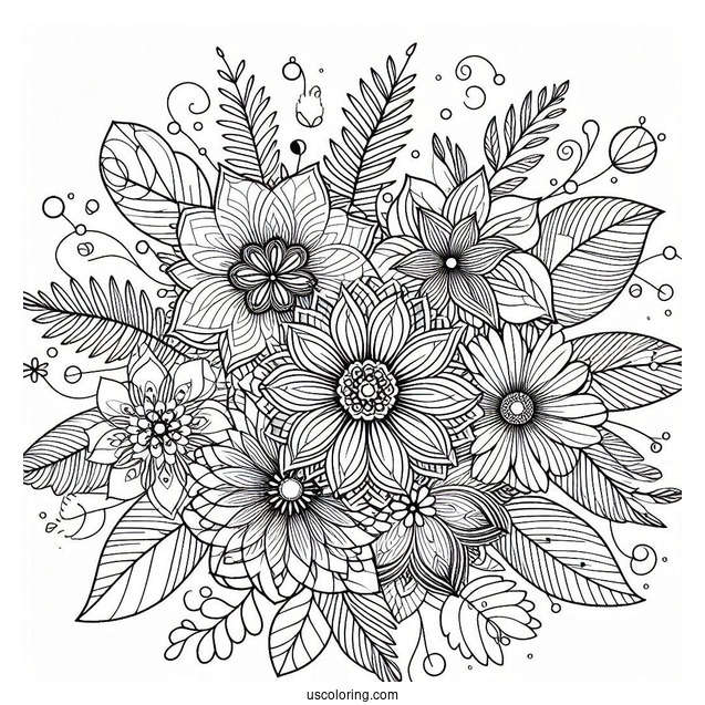 Tangled Flower Mandala Coloring Page