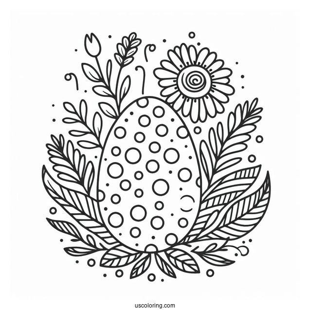 Easter Coloring Page Of Polka Dot Easter Egg