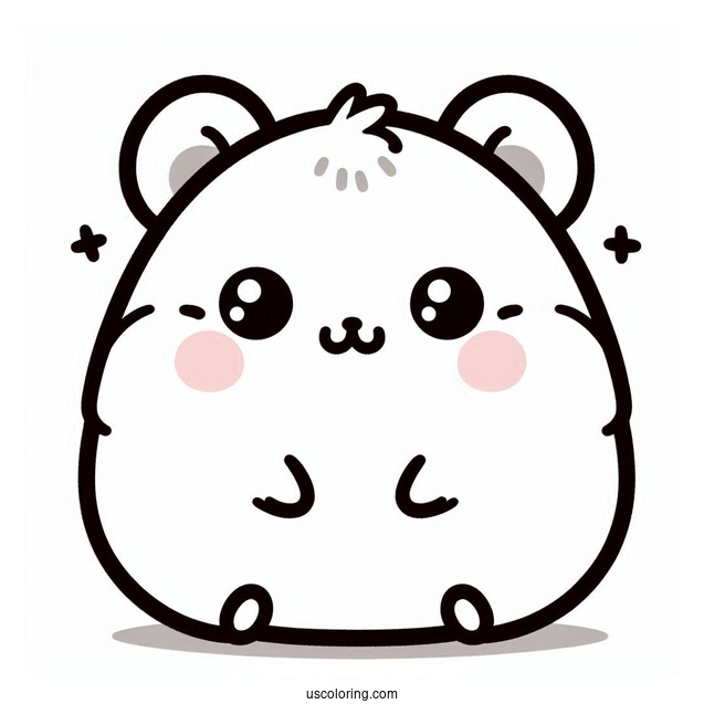 Kawaii Chubby Hamster Coloring Sheet
