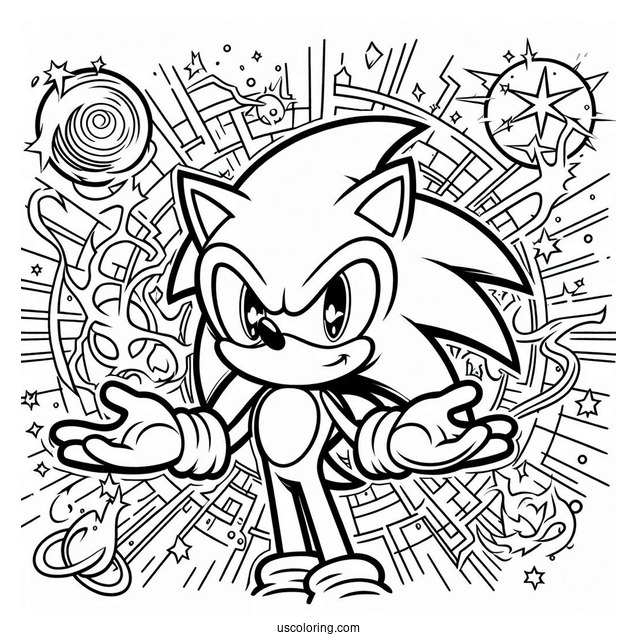 Easy Super Sonic Coloring Page For Kids