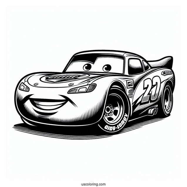 Lightening McQueen From Cars Movie To Color