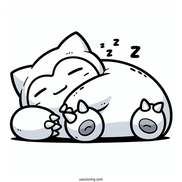 Munchlax Sleeping On Top Of Snorlax Coloring Page