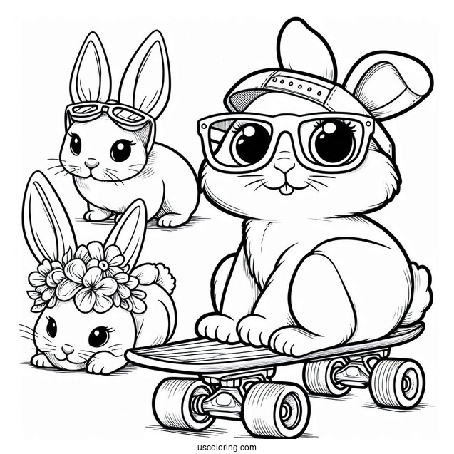 Sunny Bunnies Coloring Page Turbo On A Skateboard