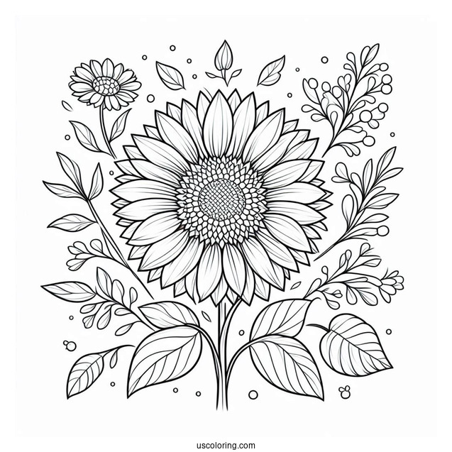 Small Outline Of A Sunflower