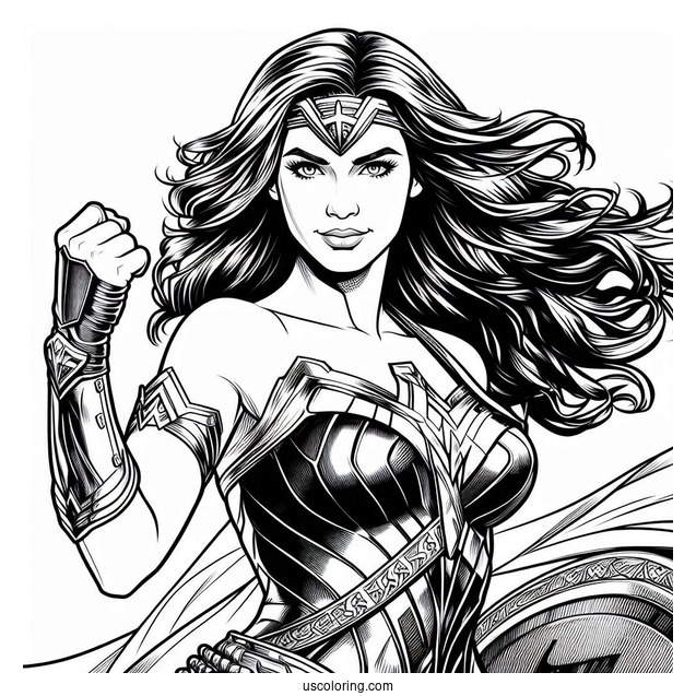 Realistic Justice League Coloring Page Wonder Woman