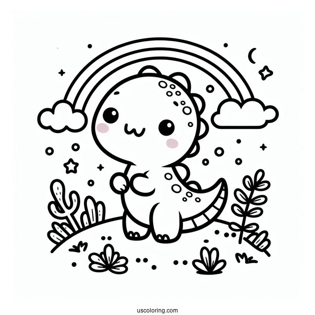Dinosaur Coloring Page Of Kawaii Leaellynasaurus Coloring Sheet