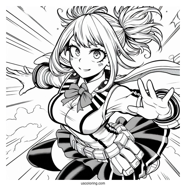 My Hero Academia Coloring Page Of Himiko Toga In Battle