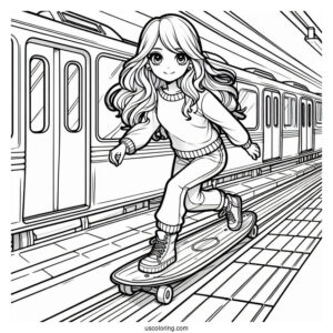 Detailed Subway Surfers Coloring Page Poster