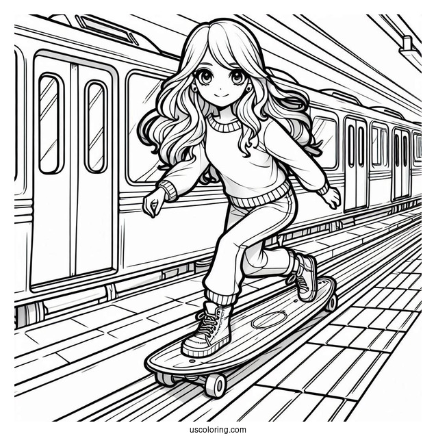 Detailed Subway Surfers Coloring Page Poster