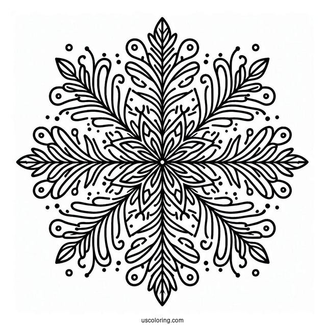 Easy Snowflake Coloring Page Outline For Kids