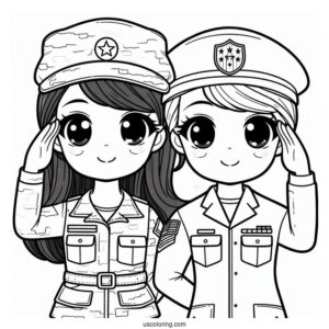 Cute American Soldier Coloring Page Saluting For Preschoolers