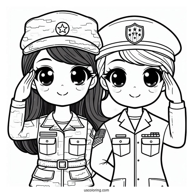 Cute American Soldier Coloring Page Saluting For Preschoolers