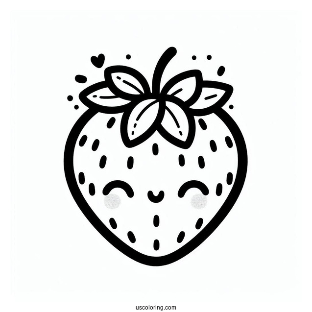 Sweet Blushing Strawberry Coloring Page For Preschoolers