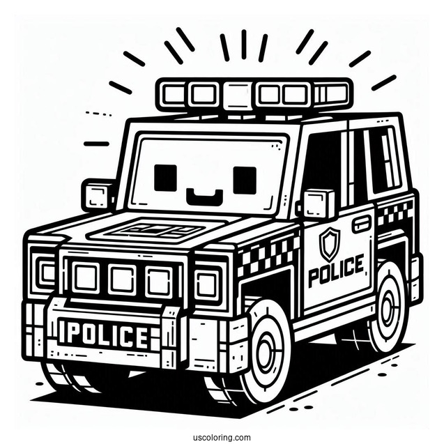 Minecraft Police Car Coloring Page