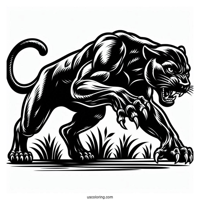 Black Panther In Attack Position Coloring