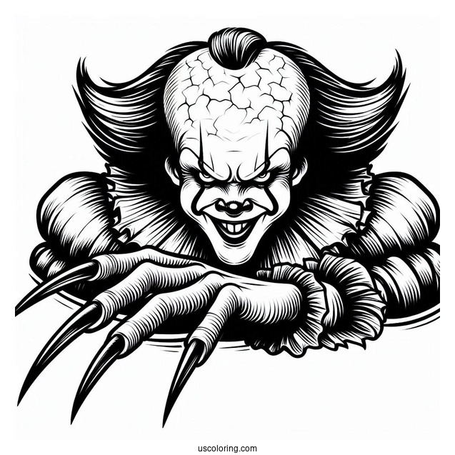 Pennywise With Sharp Claws Coloring Page