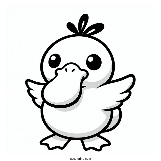 Psyduck Coloring Page Holding Its Head For Preschoolers