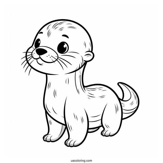 Simple Otter Coloring Page Standing For Kids