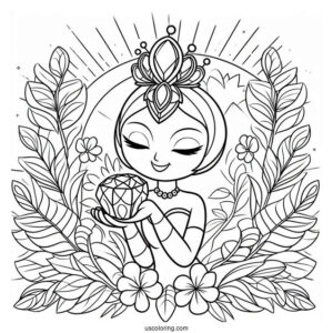 Jewel Holding A Flower Coloring Page