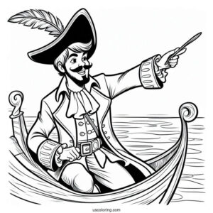 Easy Coloring Page Of Captain Hook For Kids
