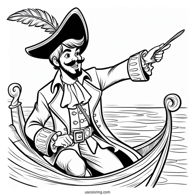 Easy Coloring Page Of Captain Hook For Kids
