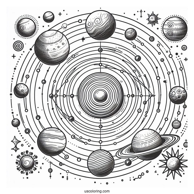 Solar System Map Coloring Page For Kids