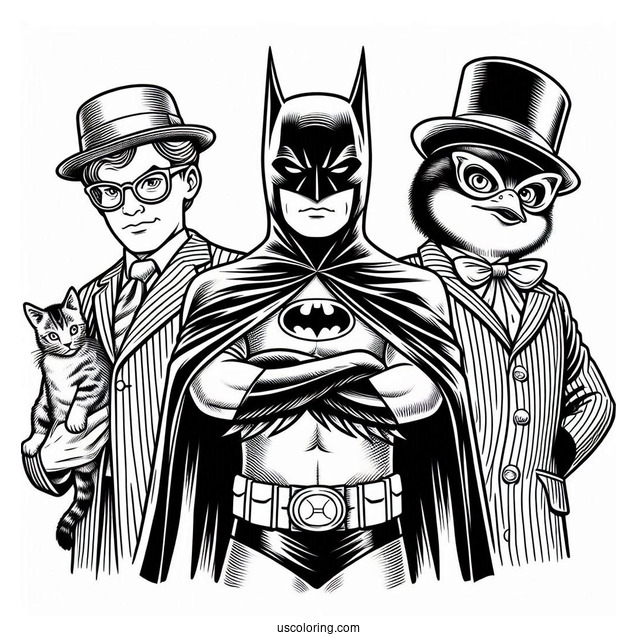 The Batman With Riddler, Penguin, And Catowman