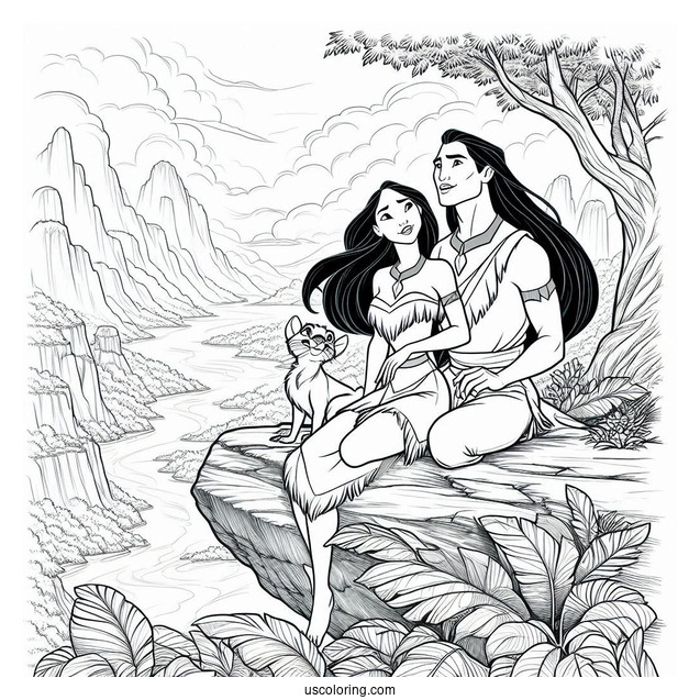 Pocahontas And Meeko On The Cliff