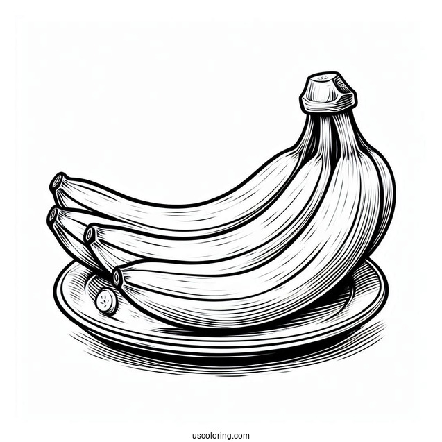 Peeled Banana Coloring Page On A Plate