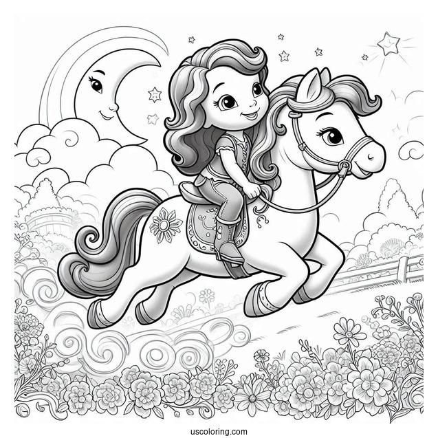 Sofia The First Coloring Page Riding Minimus In The Sky