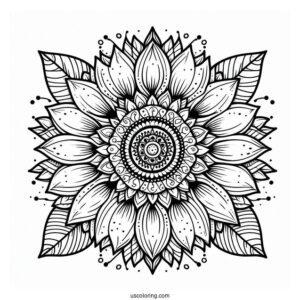 Detailed Sunflower Mandala Coloring Page