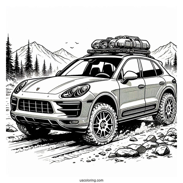 Porsche Coloring Page Macan Off Roading