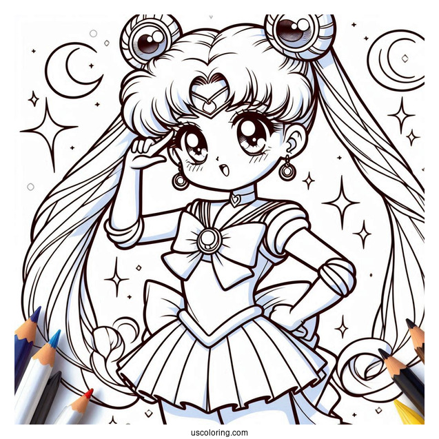 Coloring Sheet Of Sailor Moon Iconic Pose