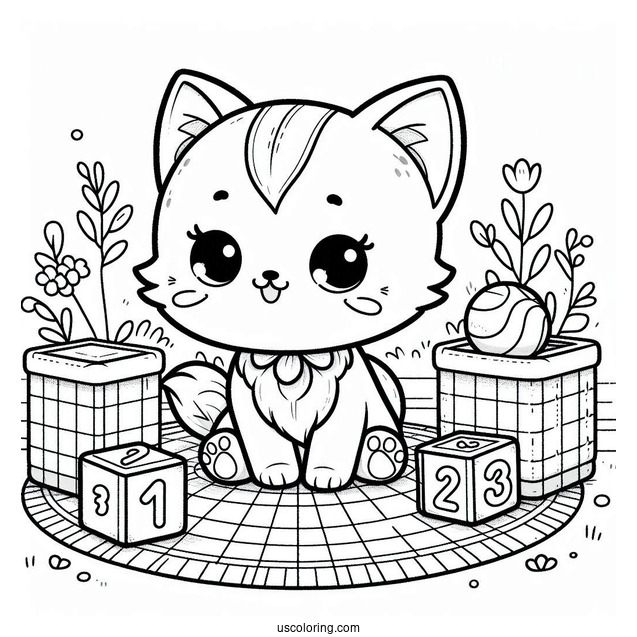 Poppy Playtime Coloring Page Of Cute Catnap Sitting In A Corner With Number Blocks