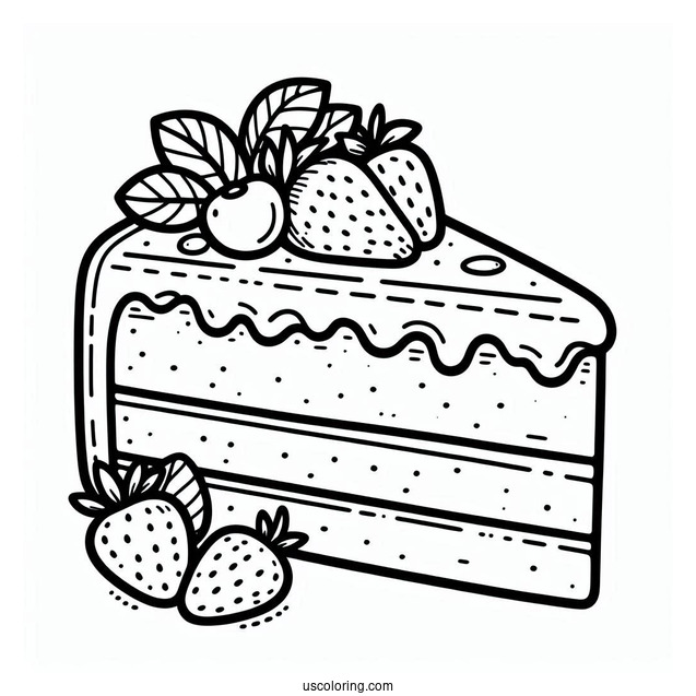 Cake Slice Outline Coloring In For Preschoolers